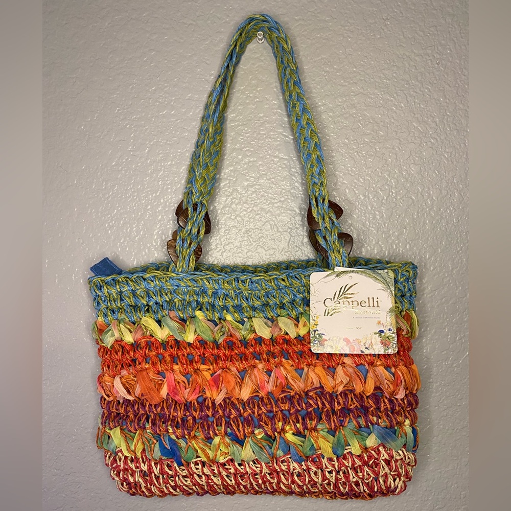 NWT Cappelli Straw Shoulder Bag
